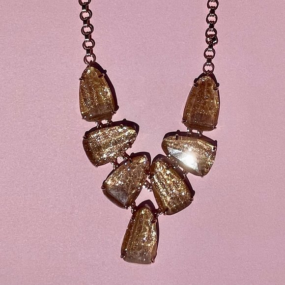Kendra Scott Harlie Necklace Gold Dusted Glass, 14 Karat Rose Gold Plated NWT - Picture 4 of 11
